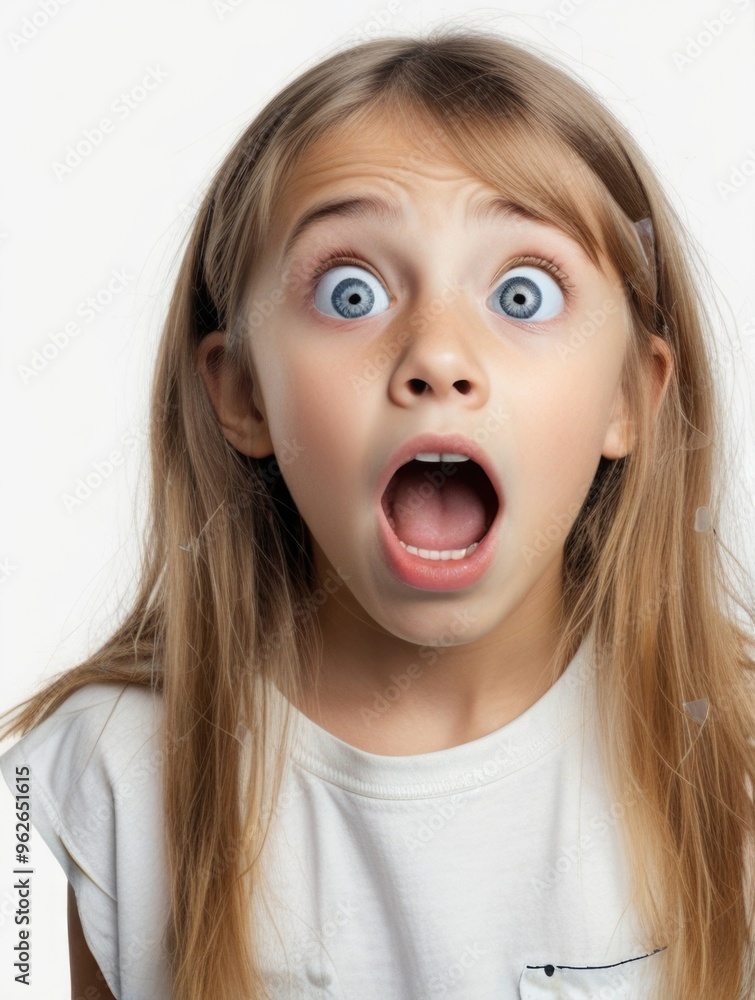 young girl posing with a shocked expression isolated on a white background young girl posing with a shocked expression isolated on a white background