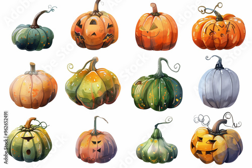 set of halloween pumpkins photo