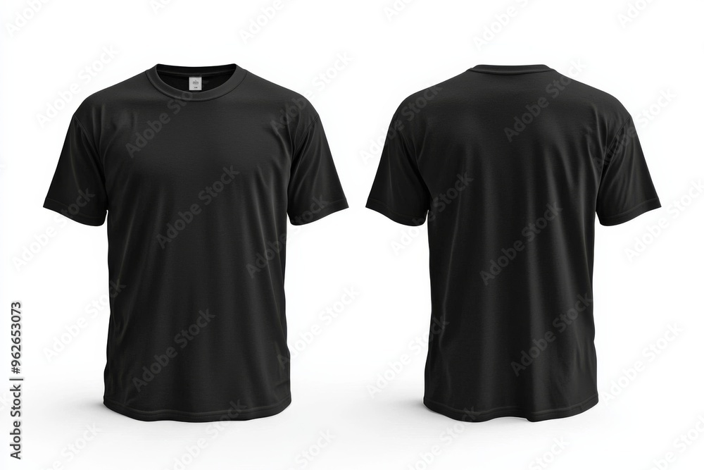Black Tshirt Mockup Front and Back Isolated created with Generative AI Black Tshirt Mockup Front and Back Isolated created with Generative AI