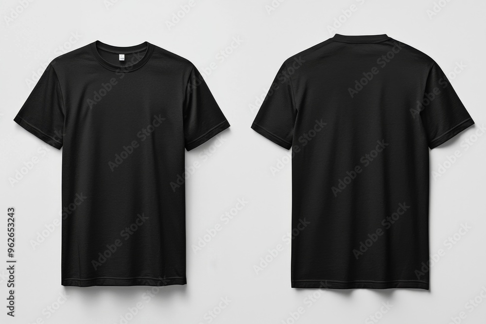 Black Tshirt Mockup Front and Back Isolated created with Generative AI Black Tshirt Mockup Front and Back Isolated created with Generative AI