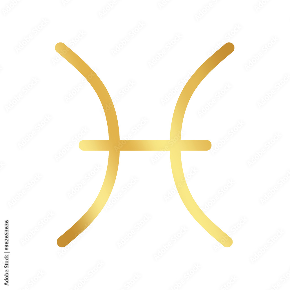 luxury gold line pisces Zodiac symbol for astrological calendar horoscope Vector design element png transparent