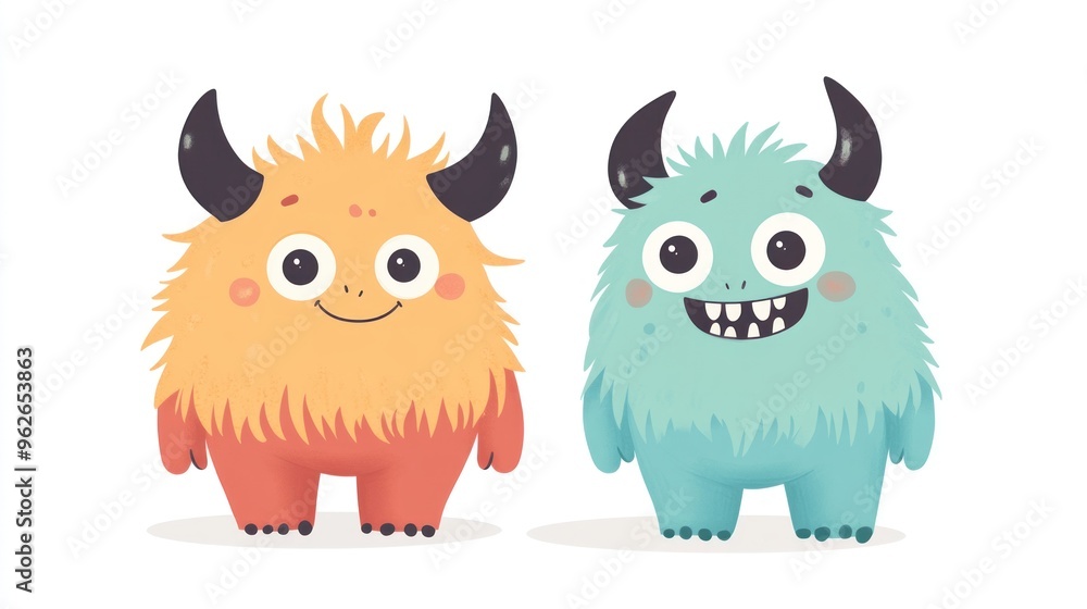 Two Friendly Cartoon Monsters Two Friendly Cartoon Monsters