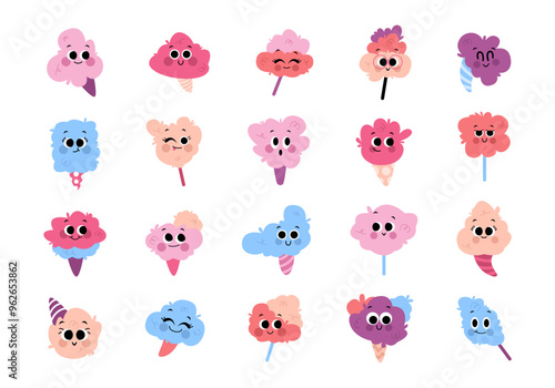 Cute Cotton Candy Illustration Element Set 