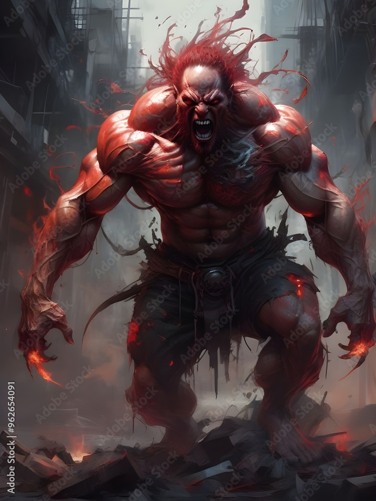 beast with human body, bodybuilding athlete figure beast with human body, bodybuilding athlete figure