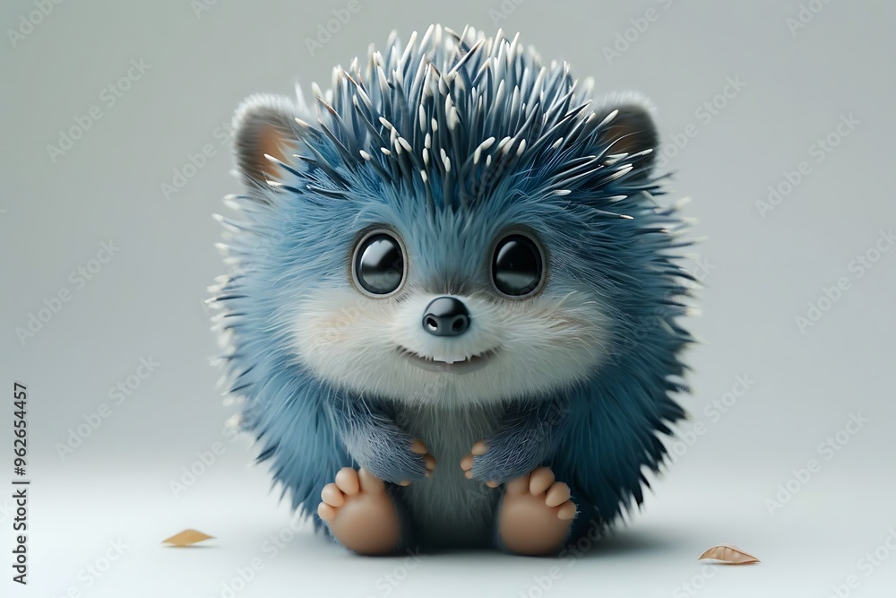 Cute Blue Hedgehog with Big Eyes and Spikes Cute Blue Hedgehog with Big Eyes and Spikes