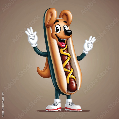 vector mascot illustration of Hot dog with vegetable and hat. Taco with pointing hand and relax pose cartoon mascot illustration character vector clip art hand drawn chili sandwich mascot character. 