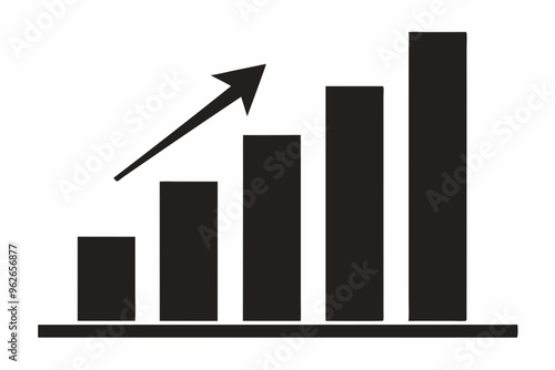 
Growth bar chart, Growing graph vector, Business chart with arrow, Profit growing icon, Growth success icon vector. 
