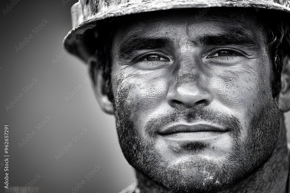 Close up Portrait of a Hardworking Man Covered in Black Dust Close up Portrait of a Hardworking Man Covered in Black Dust