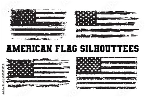 American Flag Silhouette Bundle set photo