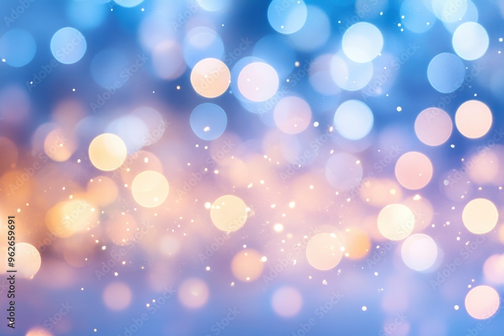 Fototapeta premium Defocused abstract blue bokeh background pastel colored, flare from lights, color gradient, blurred round bokeh as holiday texture. with generative ai