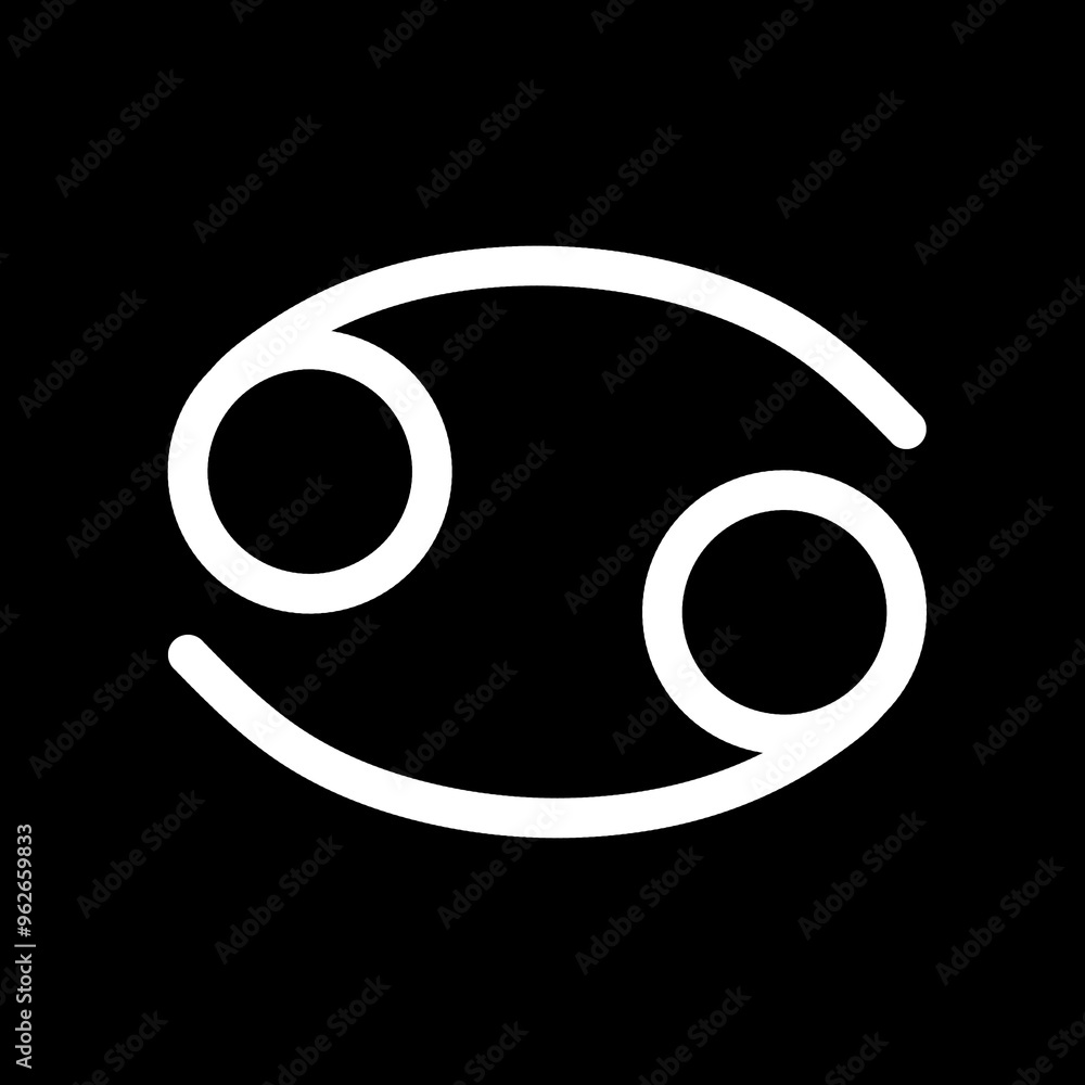 cancer zodiac symbol white line art for astrological calendar horoscope Vector design element black background cancer zodiac symbol white line art for astrological calendar horoscope Vector design element black background