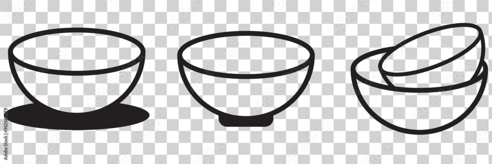 Soup bowl meal vector icon set Soup bowl meal vector icon set