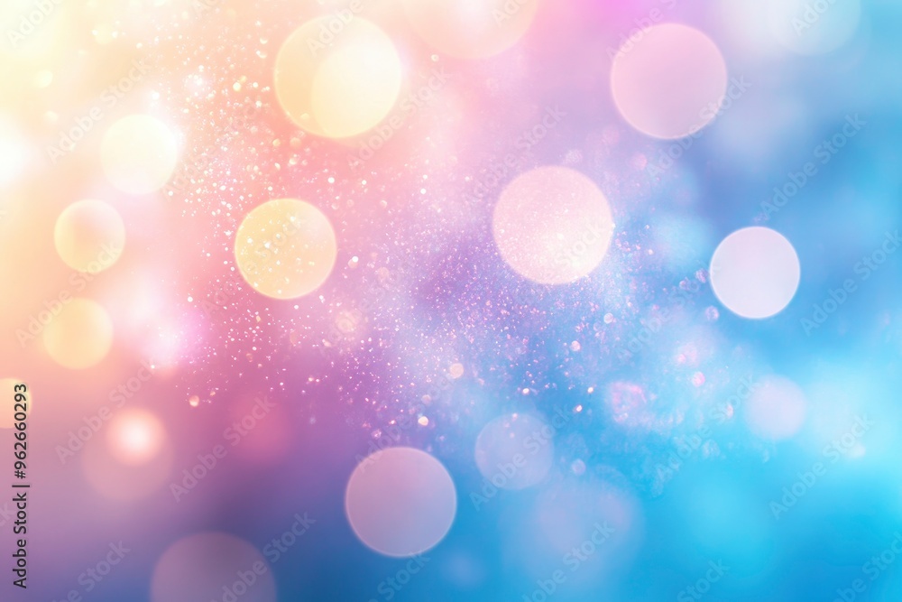 Obraz premium Defocused abstract blue bokeh background pastel colored, flare from lights, color gradient, blurred round bokeh as holiday texture. with generative ai
