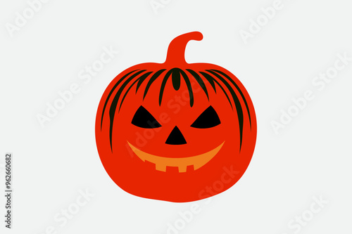 Halloween Pumpkin Vector with Spooky Face Silhouette Design.