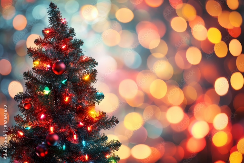 Defocused Christmas tree. Defocused Lights. Christmas tree background with generative ai Defocused Christmas tree. Defocused Lights. Christmas tree background with generative ai