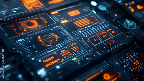 Abstract Futuristic Digital Interface 3D Illustration