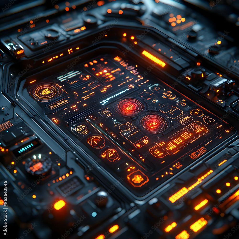 Futuristic Technology Interface 3D Illustration Futuristic Technology Interface 3D Illustration
