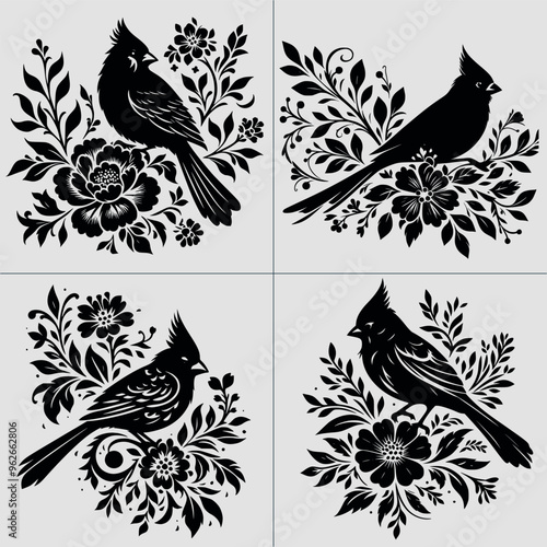 Christmas Cardinal Bird SVG, Cardinal bird on tree branch, Christmas Red Bird Svg,Red Cardinal bird svg, Cardinal Clipart, Memorial bird Svg