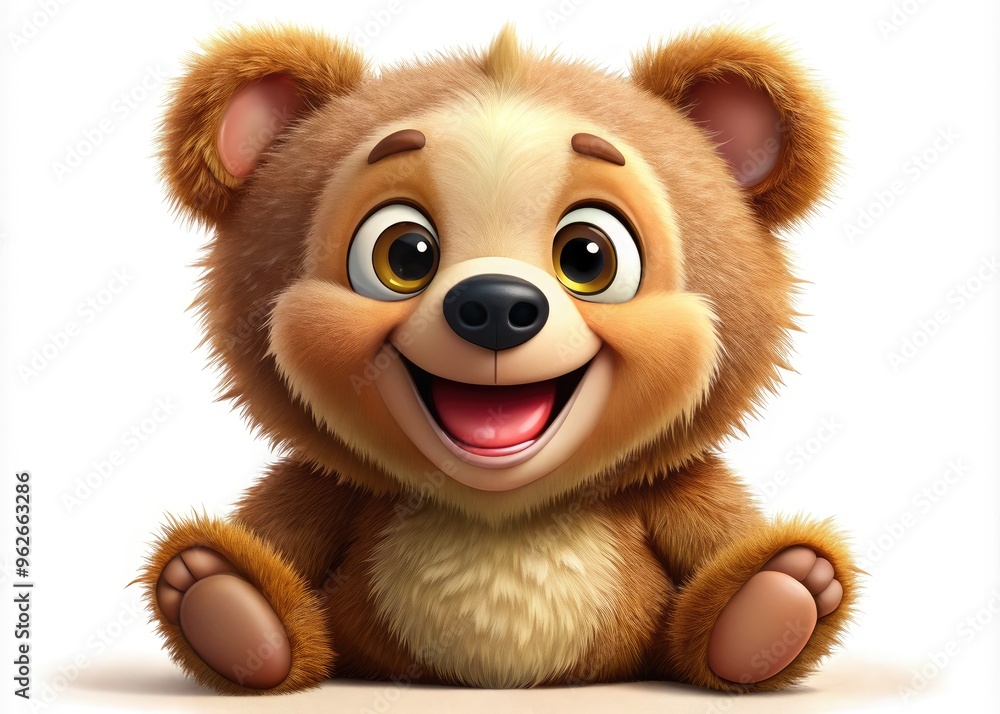 Adorable Cartoon Bear Character With Playful Expression, Fluffy Fur, And Cheerful Demeanor. Adorable Cartoon Bear Character With Playful Expression, Fluffy Fur, And Cheerful Demeanor.