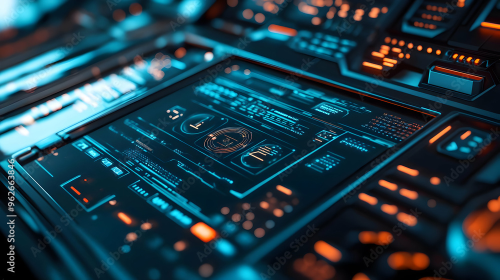Futuristic Technology Interface 3D Render Futuristic Technology Interface 3D Render