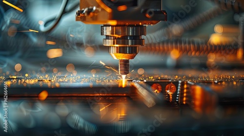 Close-up of a Laser Cutting Machine in Action