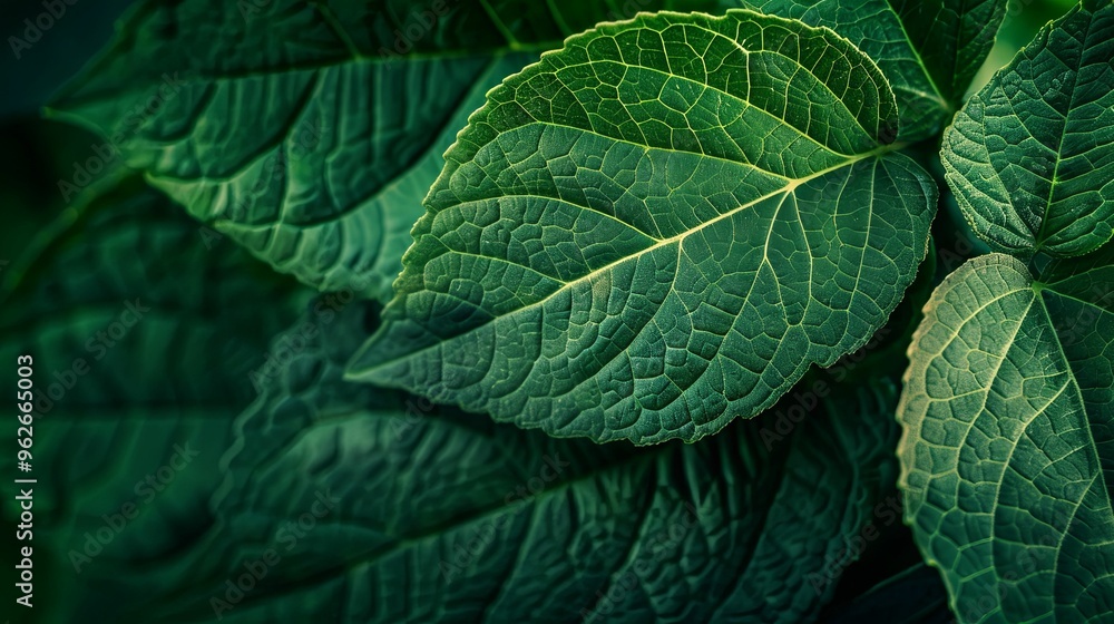 Close-up of Vibrant Green Leaf Veins and Texture Close-up of Vibrant Green Leaf Veins and Texture