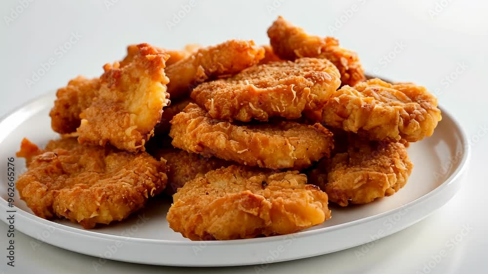 Golden crispy chicken nuggets served fresh from the fryer perfect for any meal in a home kitchen setting Golden crispy chicken nuggets served fresh from the fryer perfect for any meal in a home kitchen setting