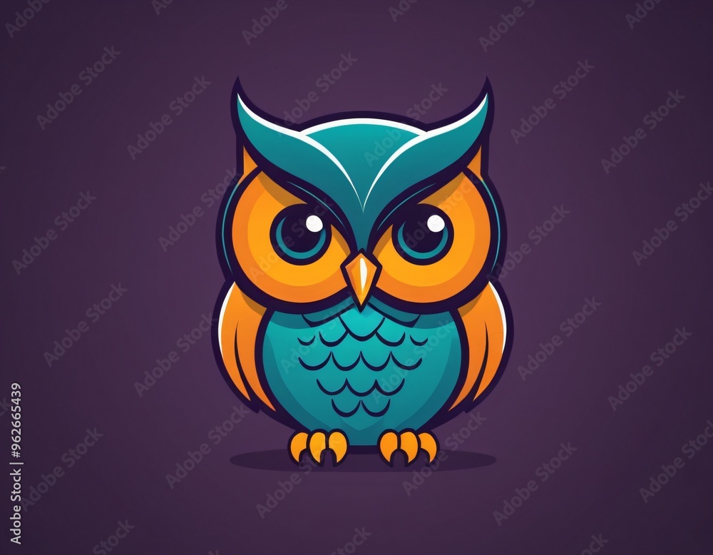 Owl logo mascot icon wild animal character illustration in flat color style illustration. Ai generated image. Owl logo mascot icon wild animal character illustration in flat color style illustration. Ai generated image.