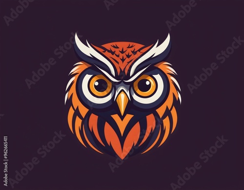 Owl logo mascot icon wild animal character illustration in flat color style illustration. Ai generated image.