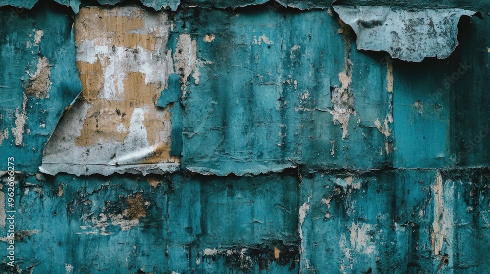 Naklejka premium Peeling Paint Blue Wall