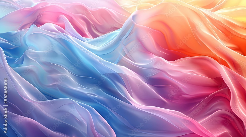Obraz premium Abstract Colorful Fabric Waves in Gradient Hues