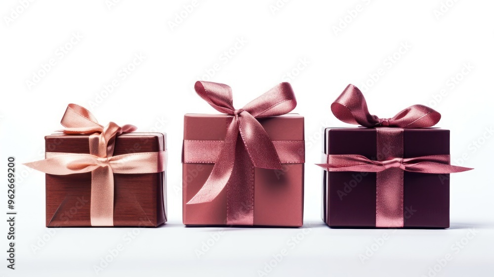 Obraz premium Three Gift Boxes Tied with Pink Ribbons