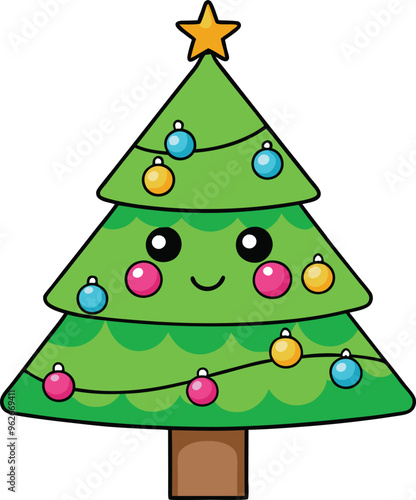 Wallpaper Mural Christmas Cartoon tree with white background. Torontodigital.ca