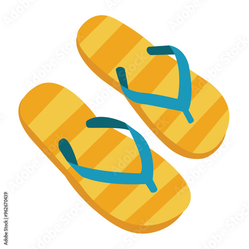 Colorful flip flops vector illustration, pairs of beach slippers, comfortable casual sandals for travel
