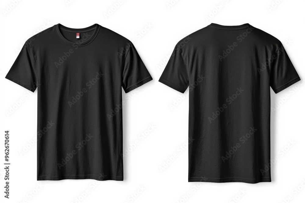 Black Tshirt Mockup Front and Back Isolated created with Generative AI Black Tshirt Mockup Front and Back Isolated created with Generative AI