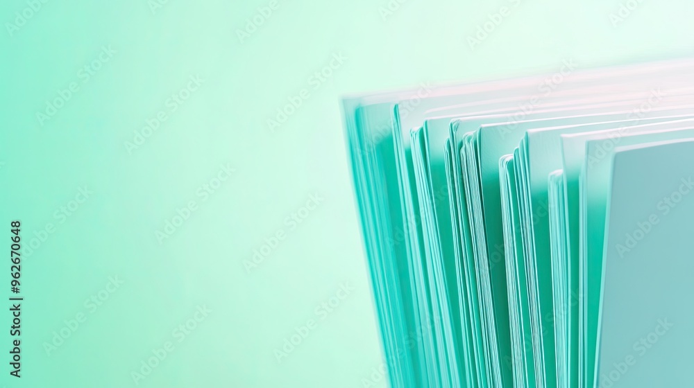 A stack of papers with a soft mint background, suggesting organization and documentation. A stack of papers with a soft mint background, suggesting organization and documentation.