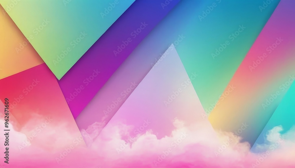Abstract background with colorful geometric shapes and clouds. Abstract background with colorful geometric shapes and clouds.