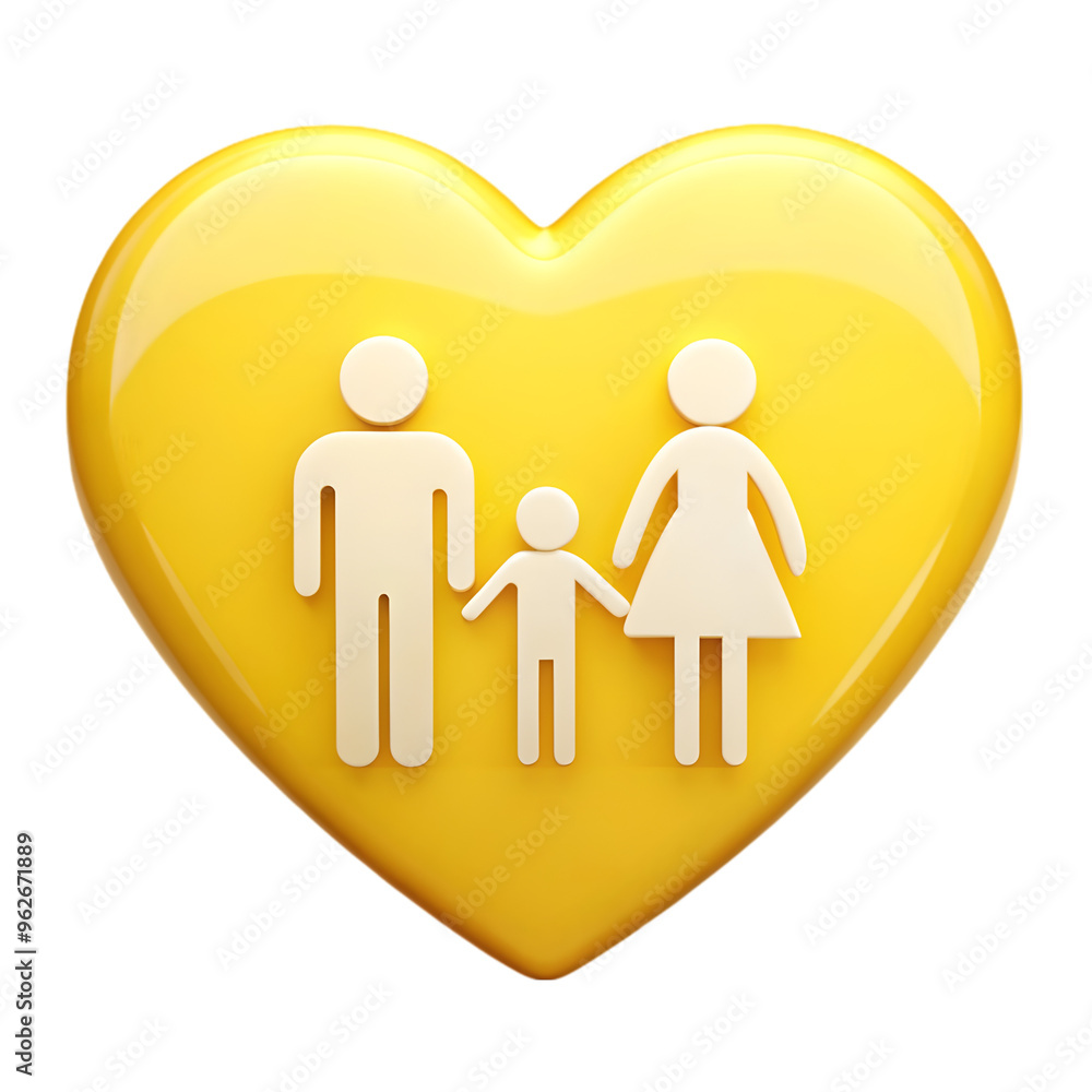 family symbol yellow heart shape isolated on transparent background family symbol yellow heart shape isolated on transparent background
