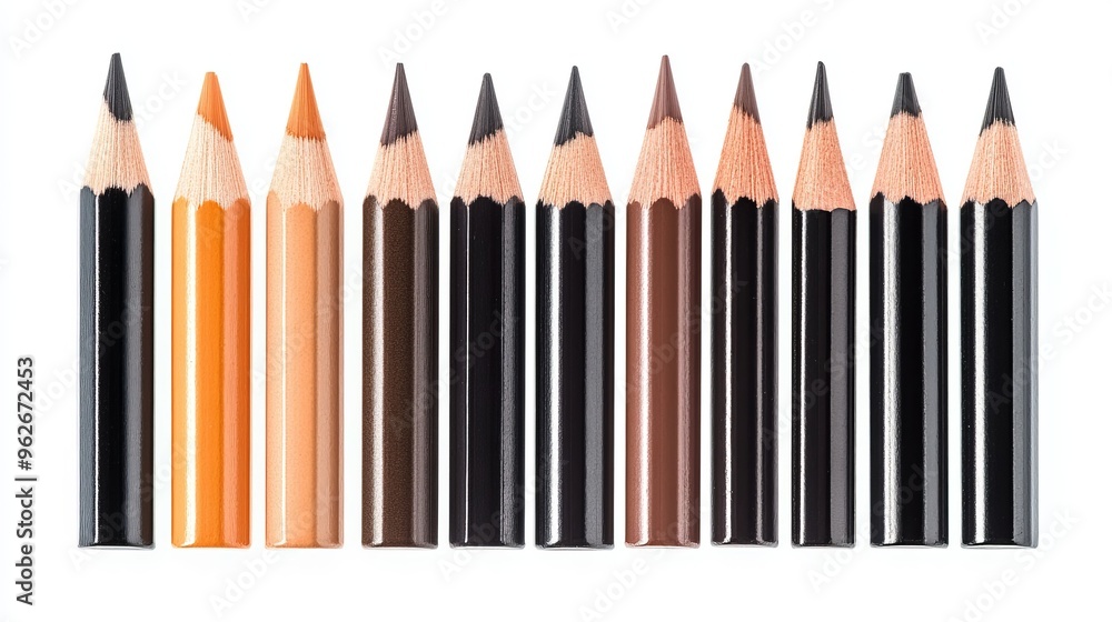 Naklejka premium Set of different graphite pencils isolated on a white background
