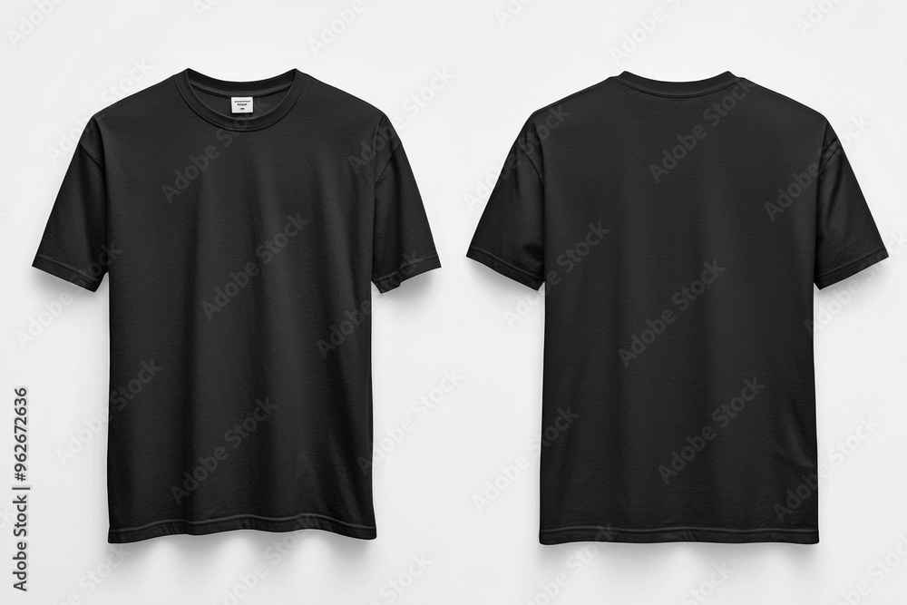 Black Tshirt Mockup Front and Back Isolated created with Generative AI Black Tshirt Mockup Front and Back Isolated created with Generative AI