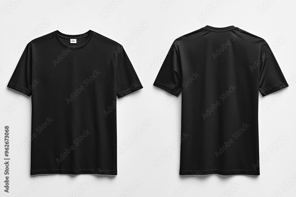 Black Tshirt Mockup Front and Back Isolated created with Generative AI Black Tshirt Mockup Front and Back Isolated created with Generative AI