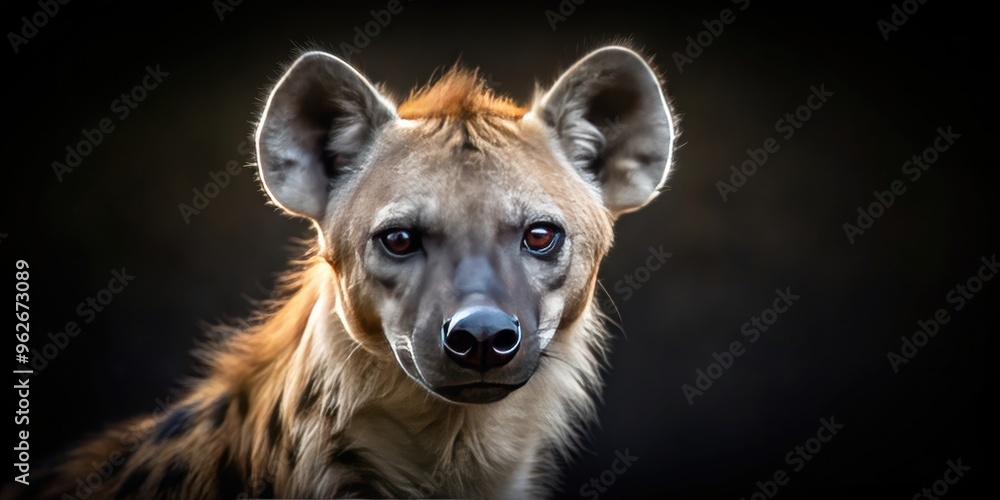 Sleek and menacing appearance of a hyena, wildlife, predator, carnivore, African, spotted, fierce, dangerous, nature