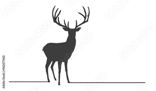 Graphic black silhouettes of wild deers.