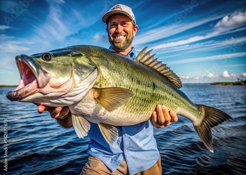 A Professional Angler Holding A Large Fish Caught During A Fishing Tournament photo