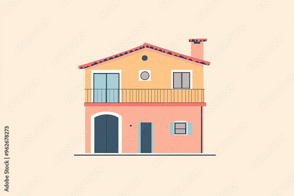Simple illustration of a colorful house. Simple illustration of a colorful house.