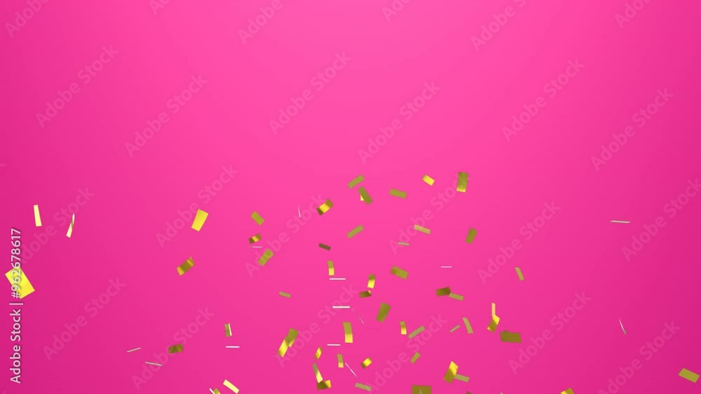 Falling gold confetti animation over pink background Falling gold confetti animation over pink background