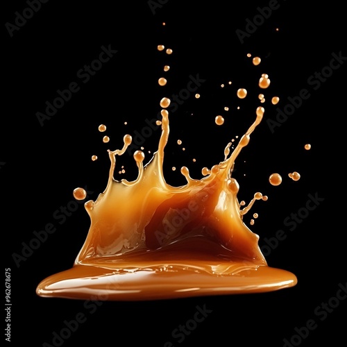 Caramel Splash Isolated on Black Background. photo