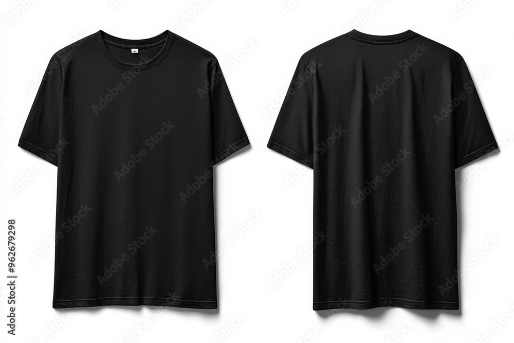 Black Tshirt Mockup Front and Back Isolated created with Generative AI Black Tshirt Mockup Front and Back Isolated created with Generative AI