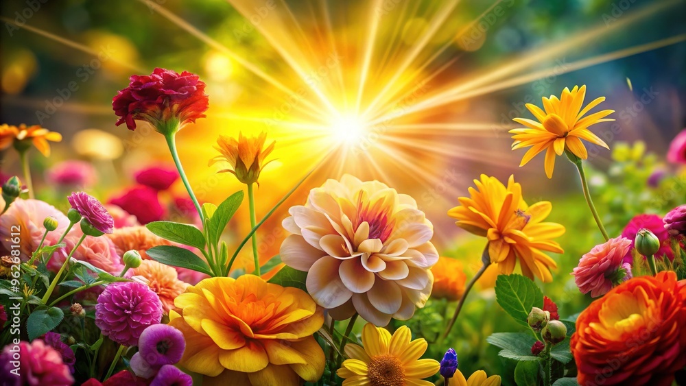 Vibrant colorful flowers and leaves surround a bright golden light, symbolizing gratitude, positivity, and spiritual connection, perfect for Friday blessings and motivational posts. Vibrant colorful flowers and leaves surround a bright golden light, symbolizing gratitude, positivity, and spiritual connection, perfect for Friday blessings and motivational posts.