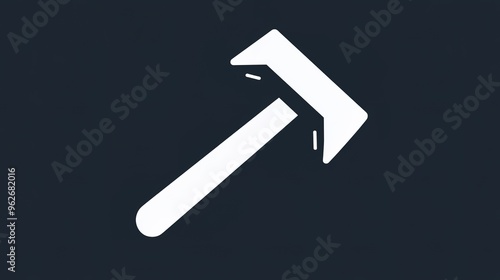 Sleek Hammer Icon in Minimalistic Silhouette Style. The design features a clean, streamlined hammer with a bold outline and simple lines, embodying a modern and minimalistic aesthetic. 